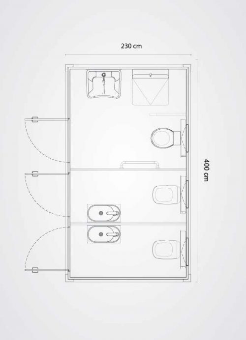 piantina in scala bagno mobile disabile più due bagni